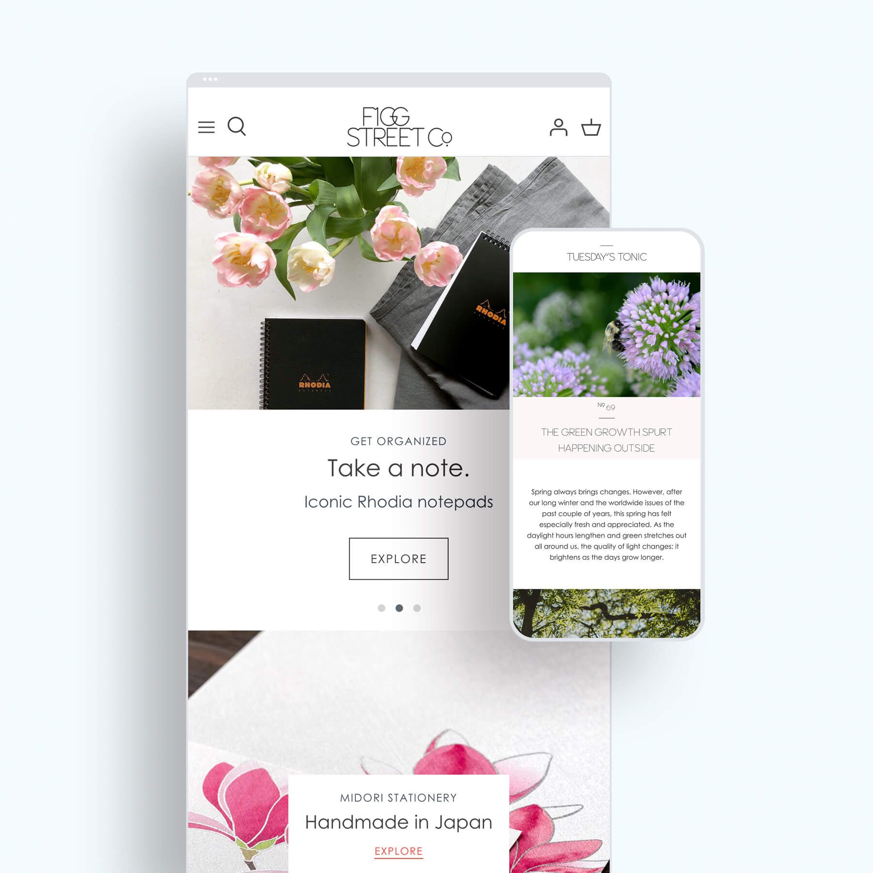 Shopify website design and Tuesday's Tonic digital marketing designed by Tulip Tree Creative for Figg Street Co.