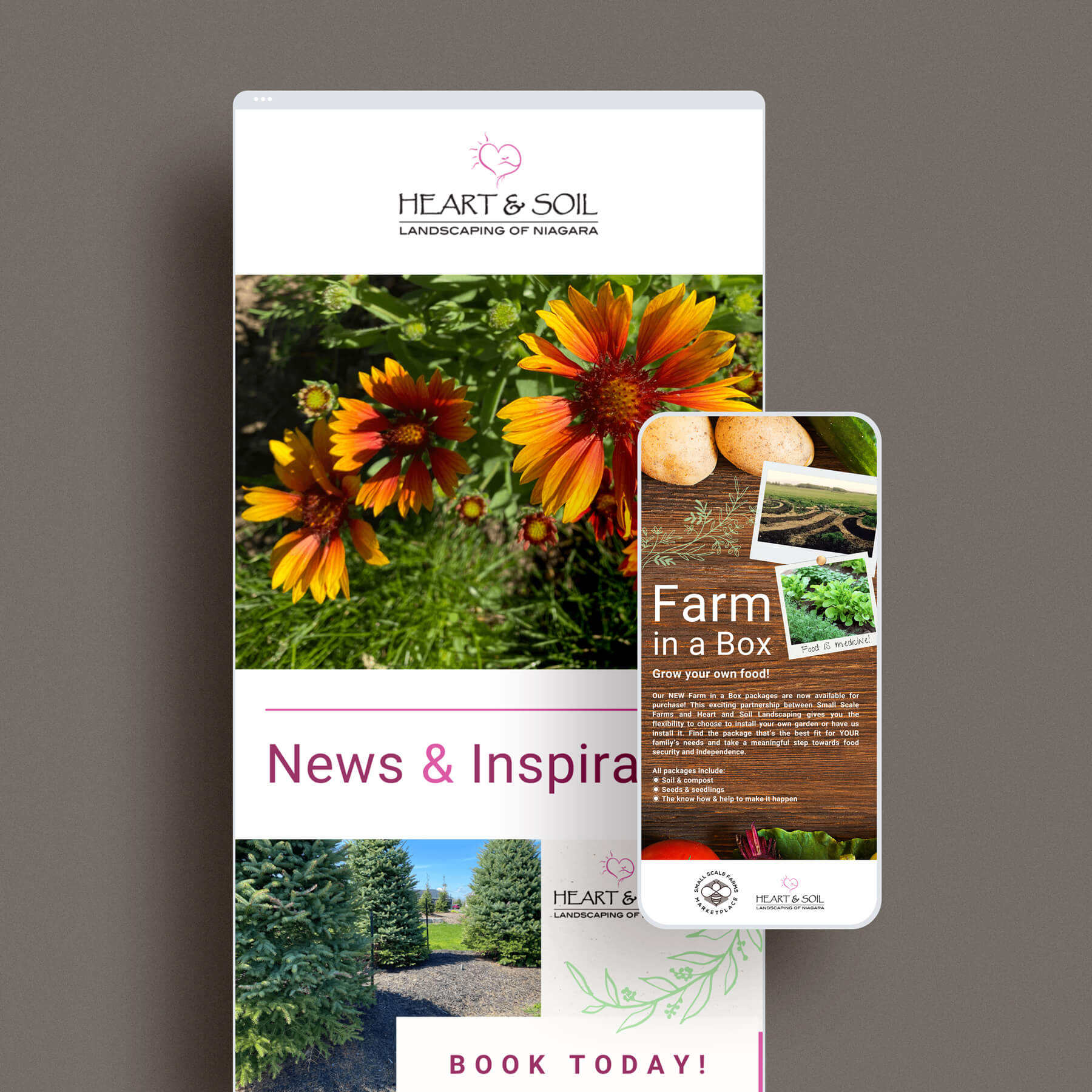 Digital Marketing for Heart and Soil Landscaping of Niagara designed by Tulip Tree Creative