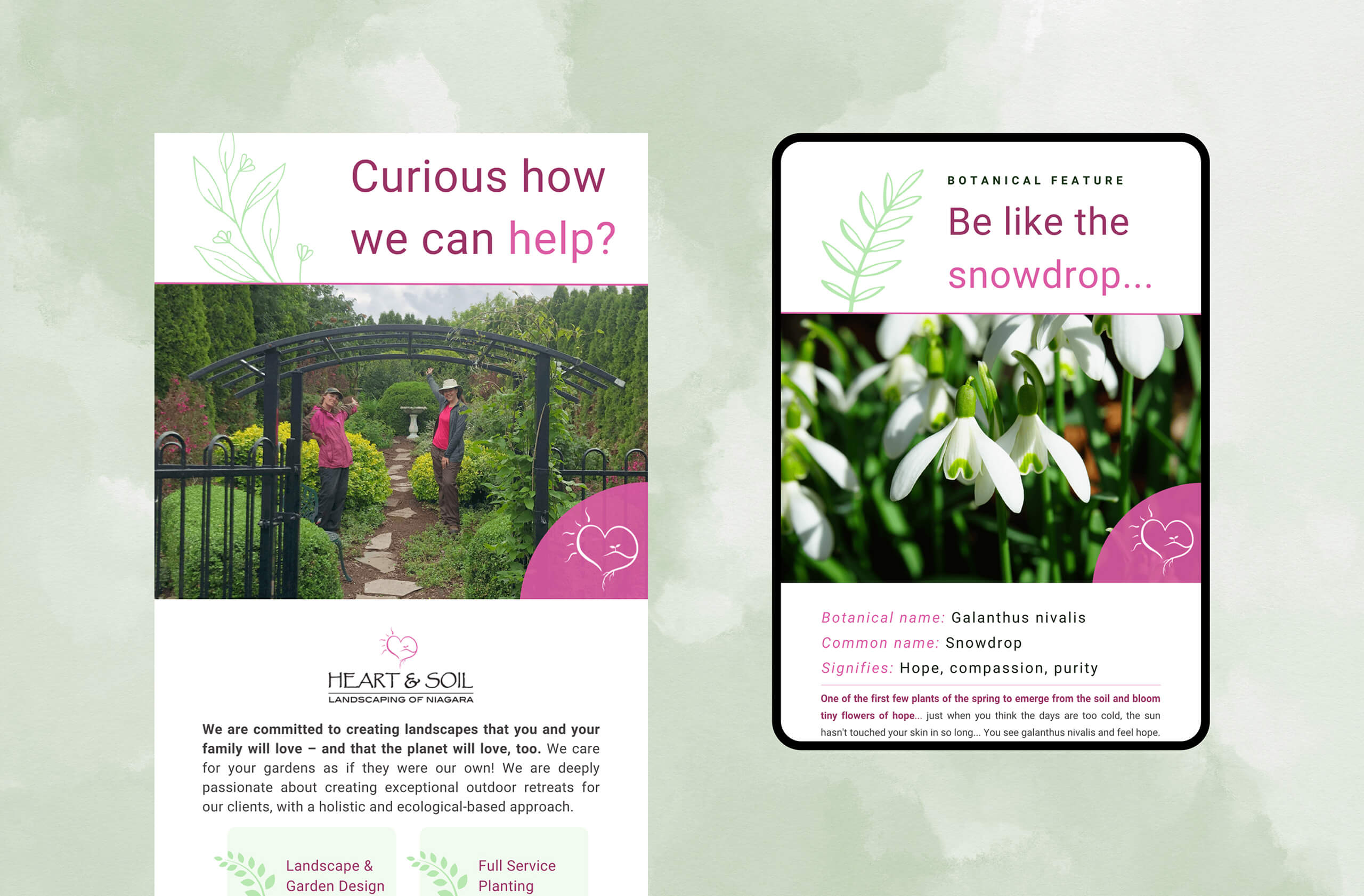 Email and Social Media Marketing for Heart and Soil Landscaping of Niagara designed by Tulip Tree Creative