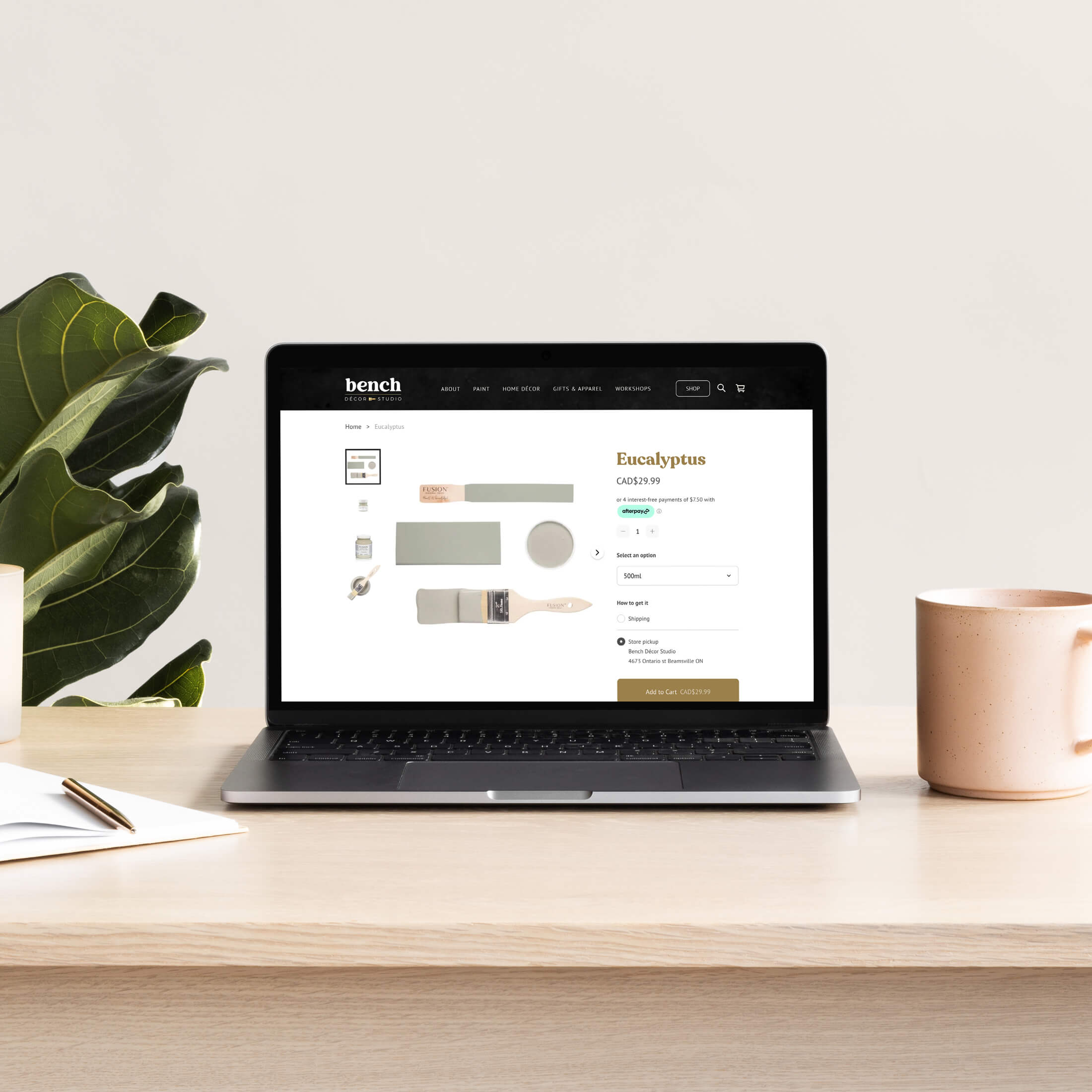 Square ecommerce website design for Bench Decor Studio by Tulip Tree Creative