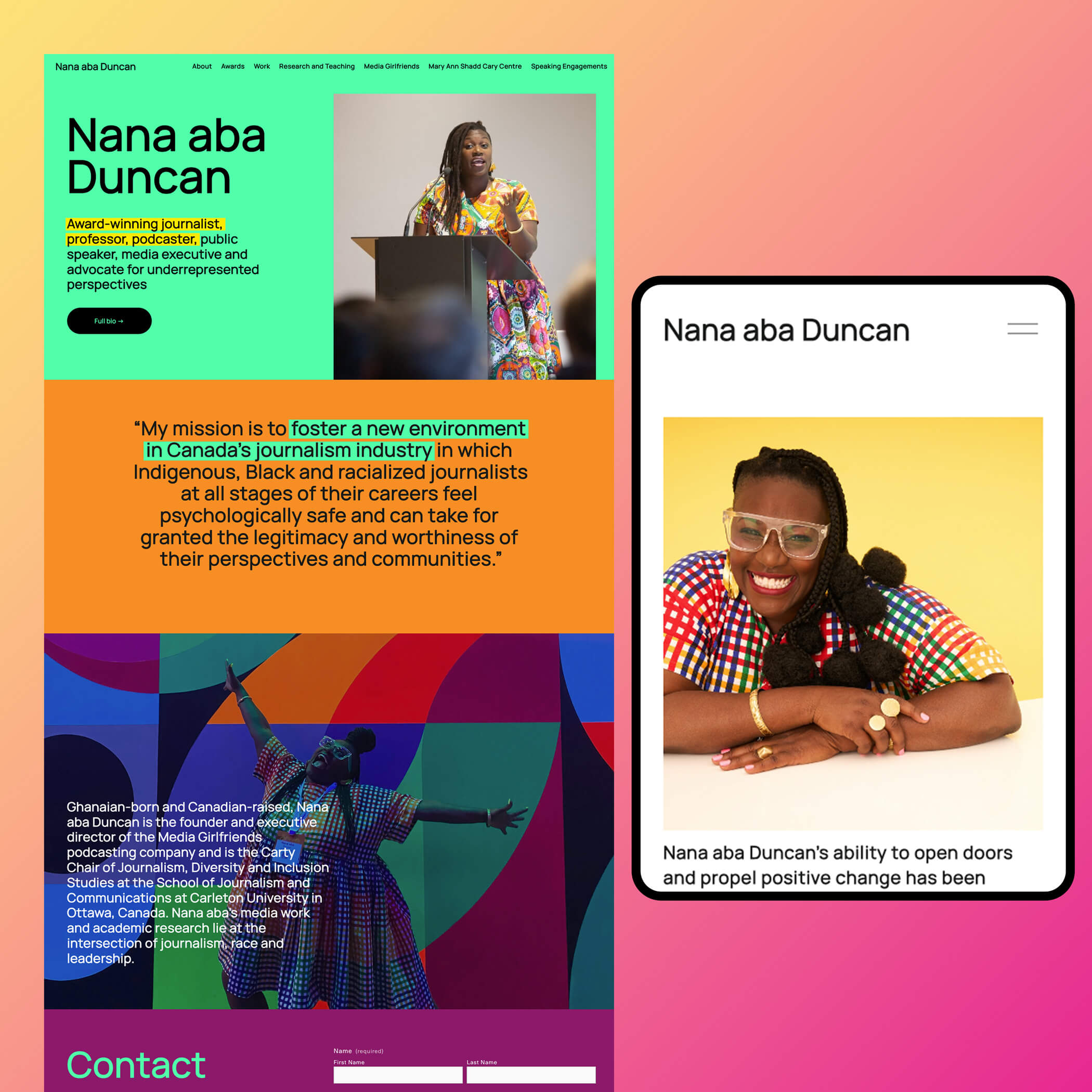 Squarespace Website Design for Nana aba Duncan by Tulip Tree Creative