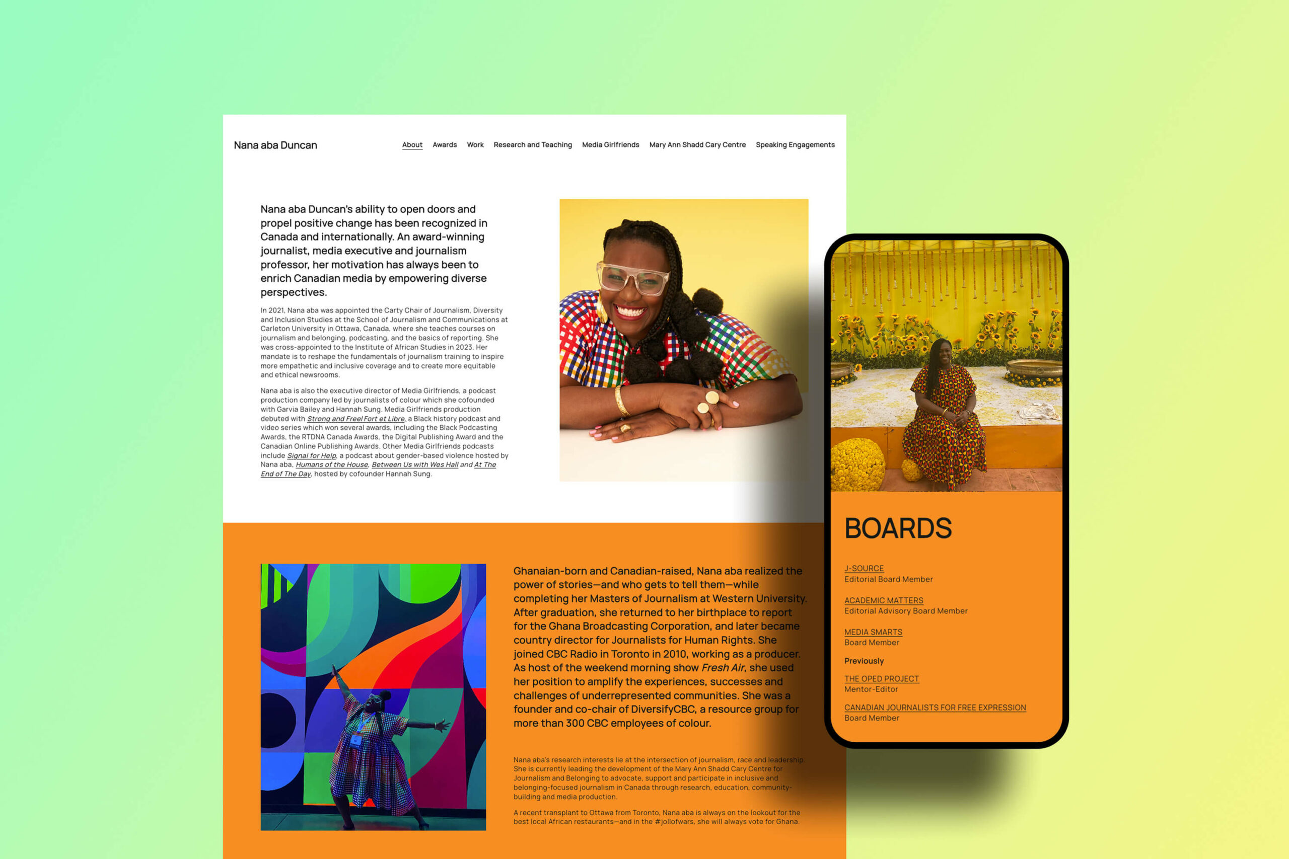 Squarespace Website Design for Nana aba Duncan by Tulip Tree Creative