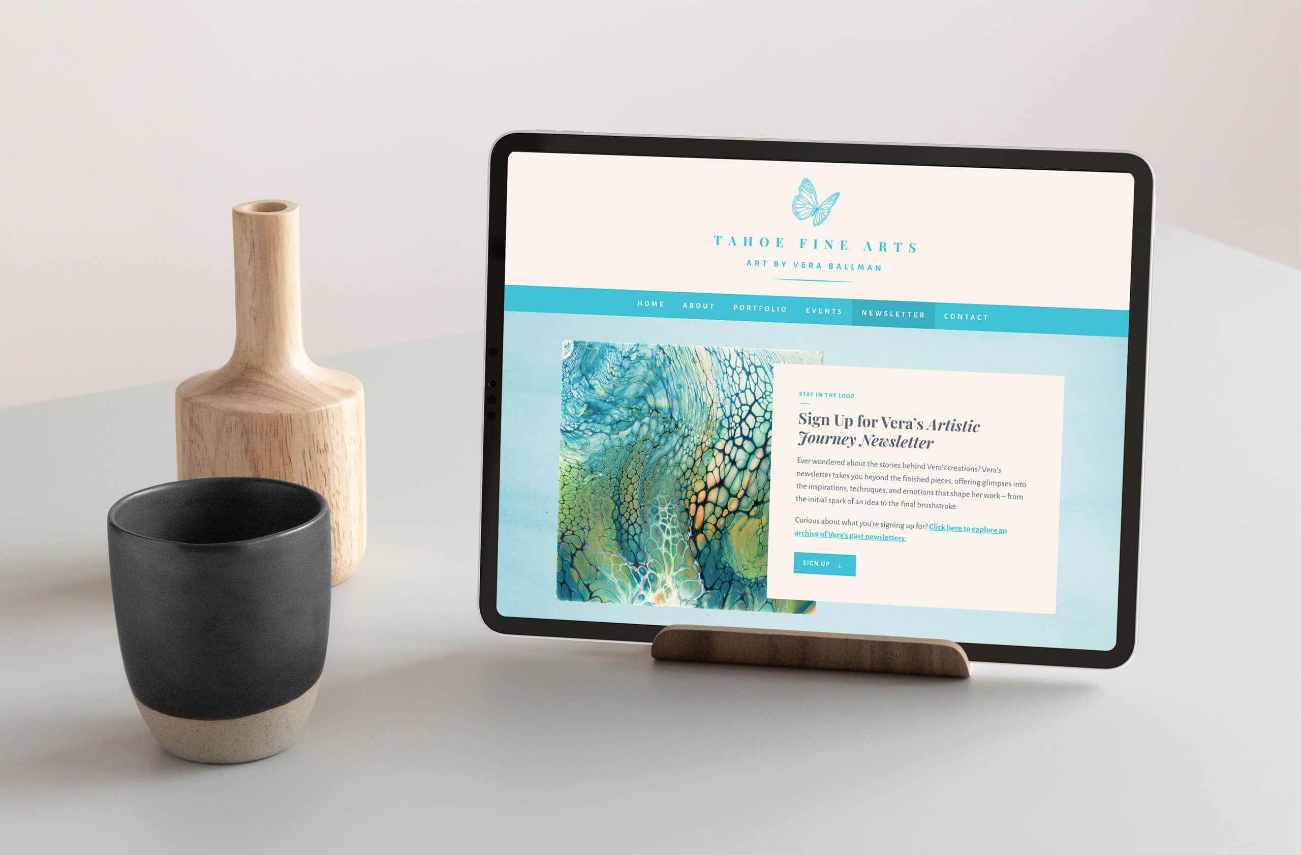 Website design, brand refinement, email marketing and social media marketing design for artist Vera Ballman of Tahoe Fine Arts by Catherine Toews Tulip Tree Creative