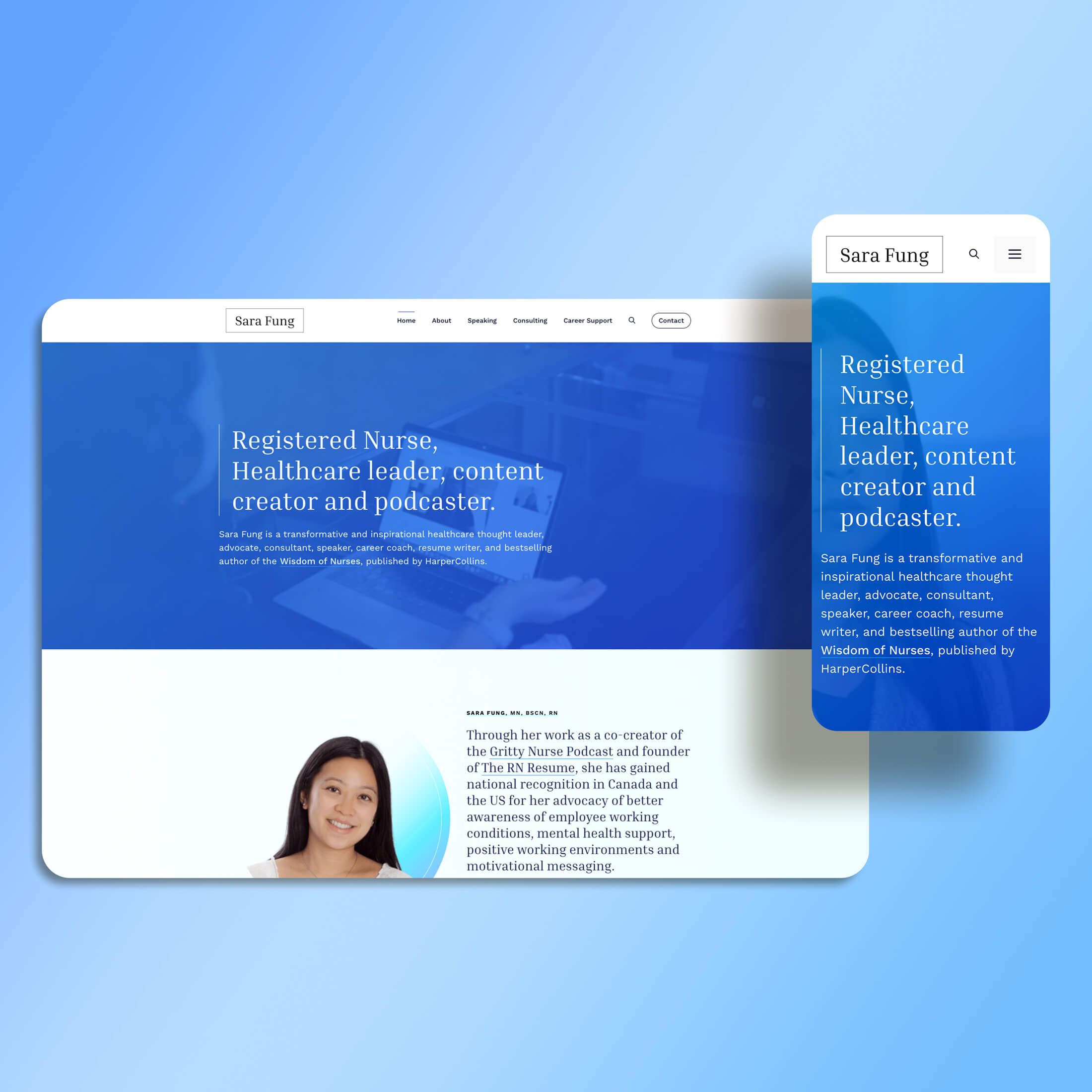 WordPress website design for Sara Fung by Tulip Tree Creative