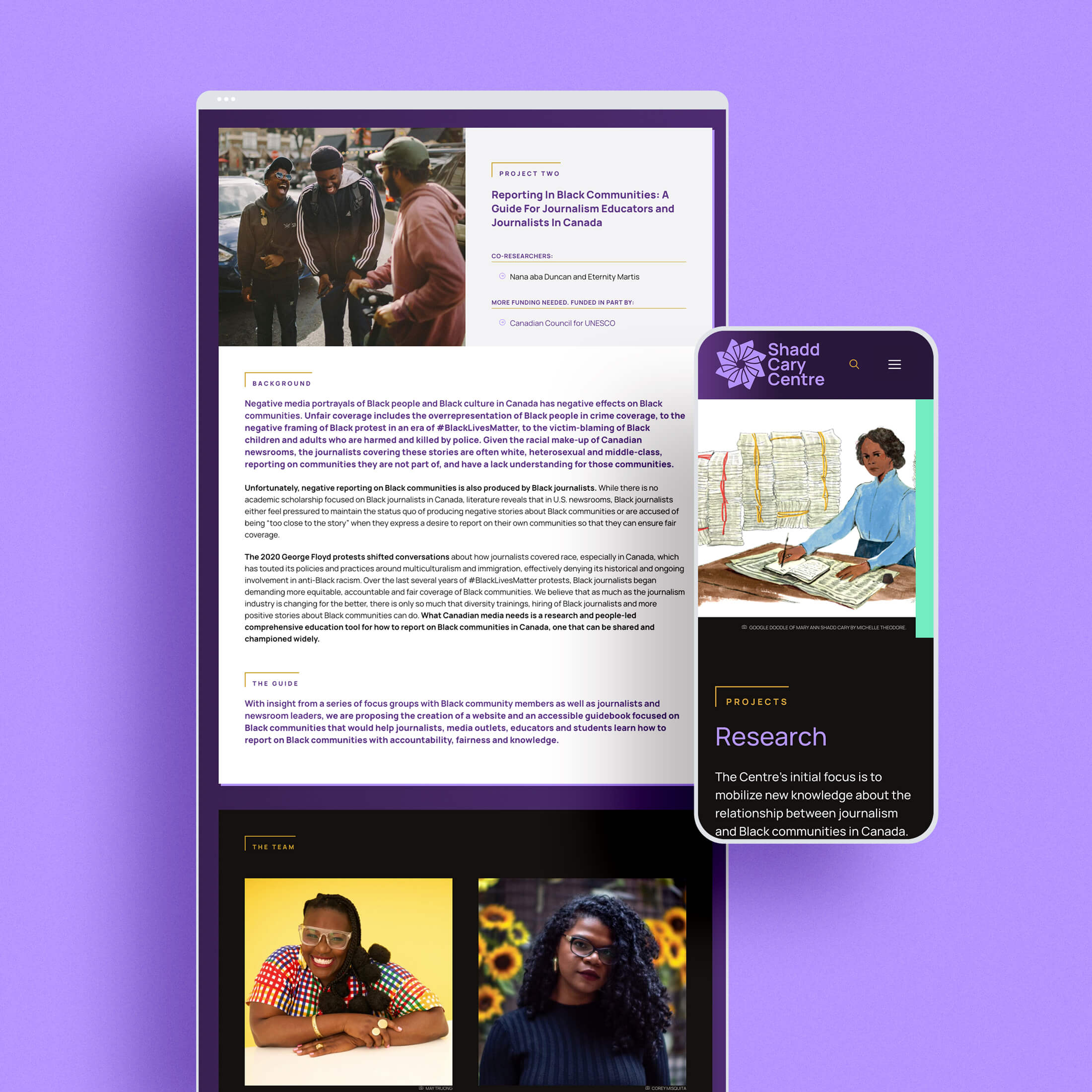 WordPress Website Design for The Mary Ann Shadd Cary Centre for Journalism and Belonging by Tulip Tree Creative